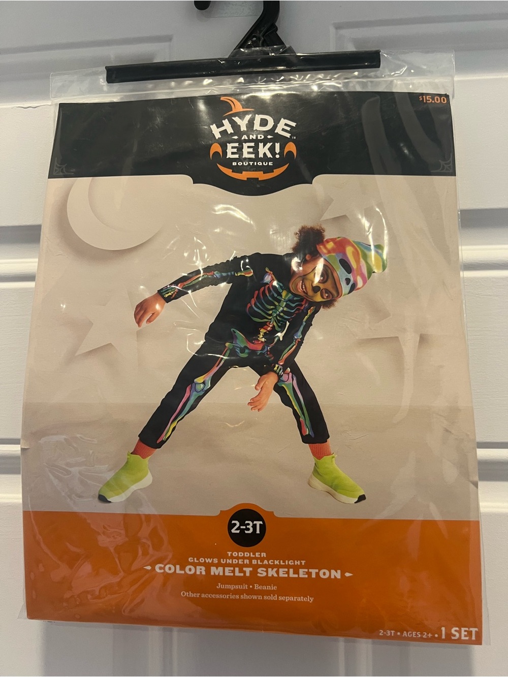 Hyde and Eek! Color Melt Skeleton Costume - Black with Neon Accents (2-3T)